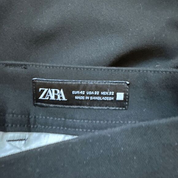 Zara Mens Black Slim Leg Stretch Trouser Chino Dress Pants Size 32x32 - Picture 4 of 5